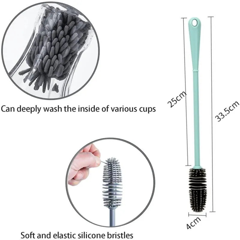 Silicone Long-Handle Bottle and Cup Cleaning Brush