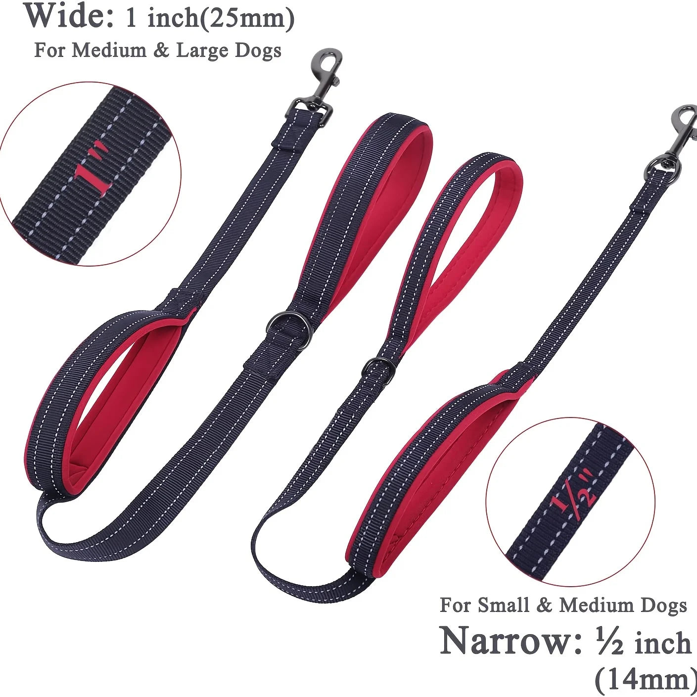 Heavy-Duty Double-Handle Nylon Dog Leash for Training and Control