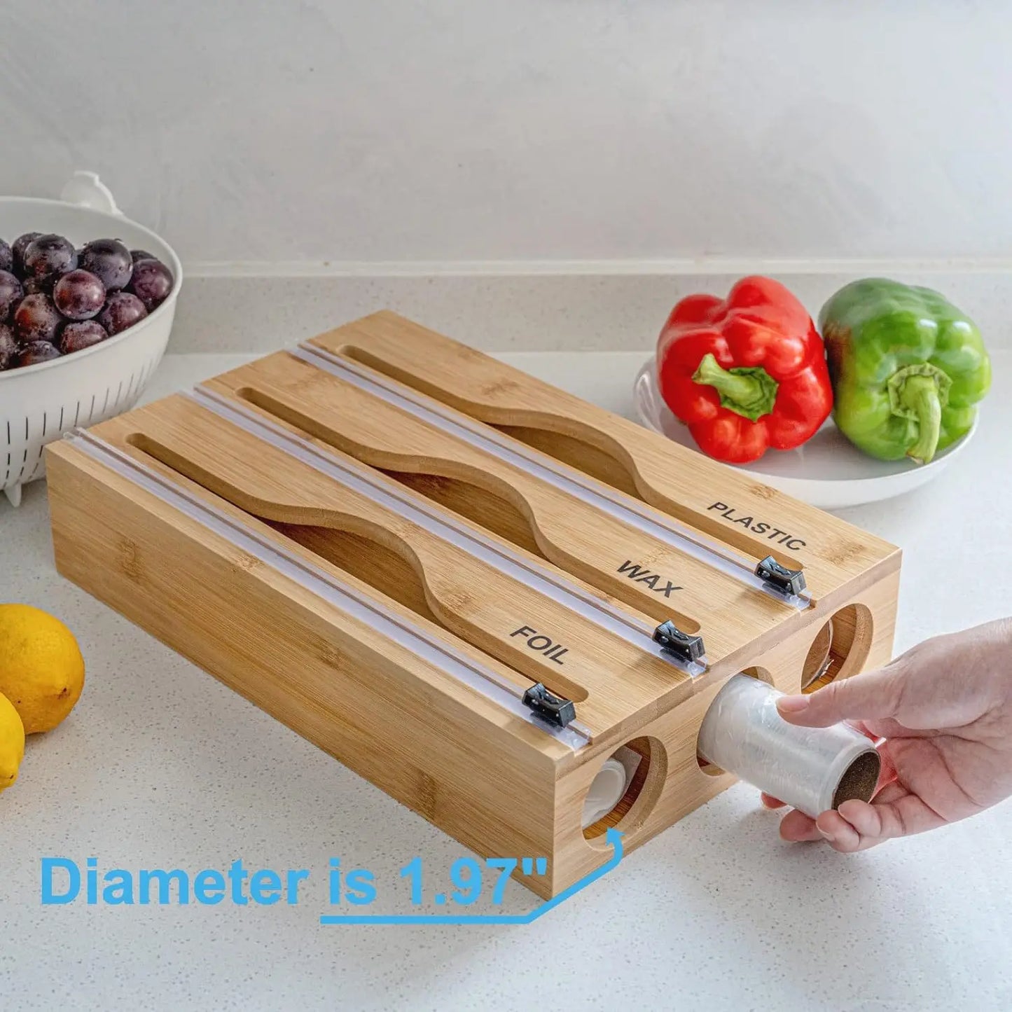 Bamboo 3-in-1 Plastic Wrap Dispenser