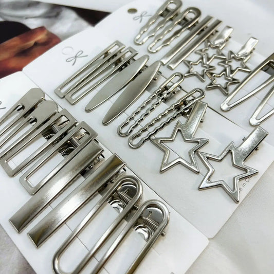 4/24PCs Set of Silver Y2K Hair Clips