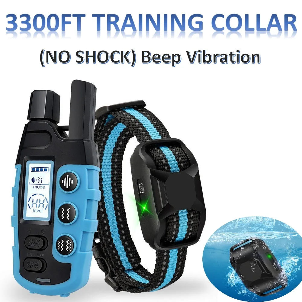 Rechargeable No-Shock Anti-Bark and Waterproof Dog Training Collar with Beep and Vibration Modes