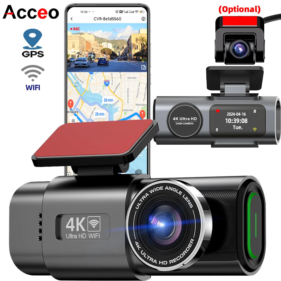 Dash Cam Dual Lens 4K UHD Recording Car Camera DVR