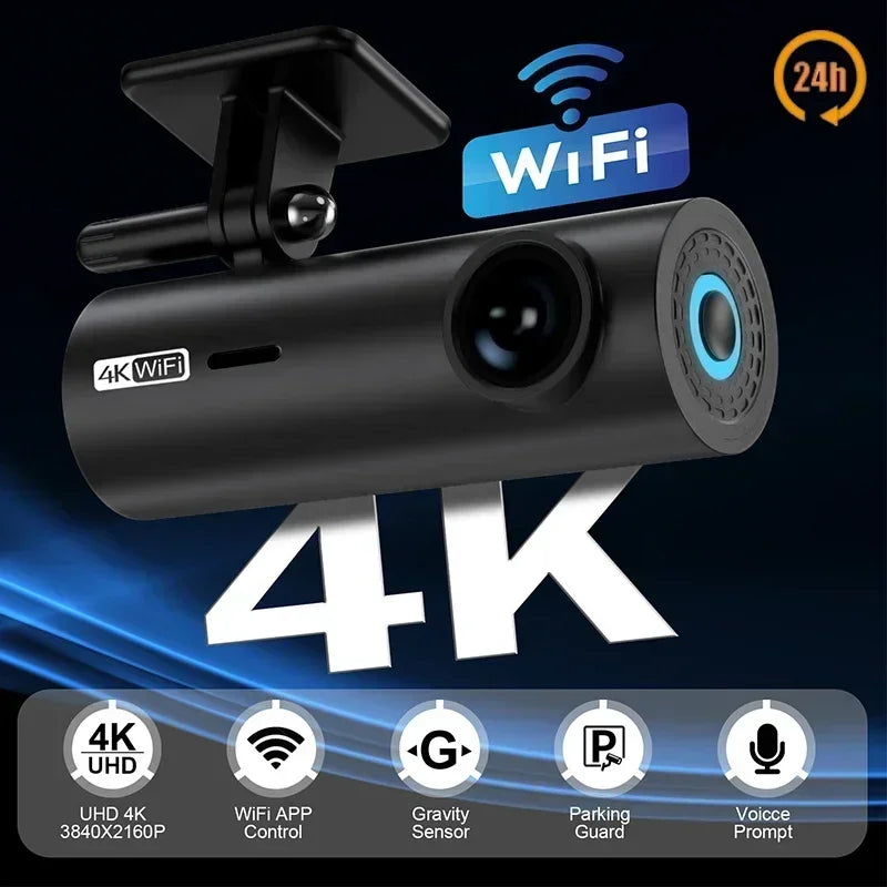 4K Car Dash Cam DVR Recorder with Wi-Fi & APP Control