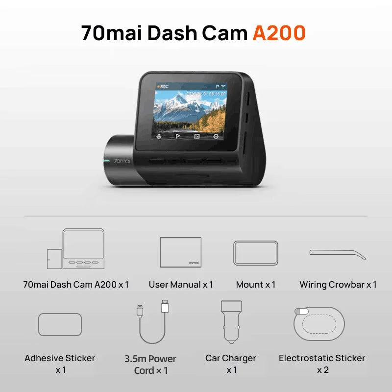 Dash Cam A200 Dual-Channel Recording (1080P)