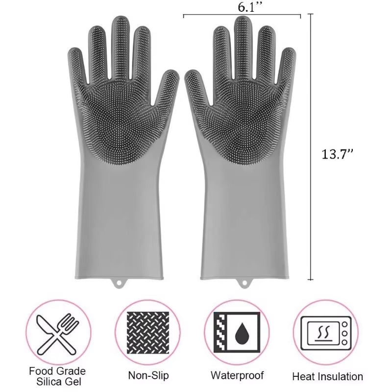 Dual-Sided Silicone Cleaning and Washing Kitchen Gloves