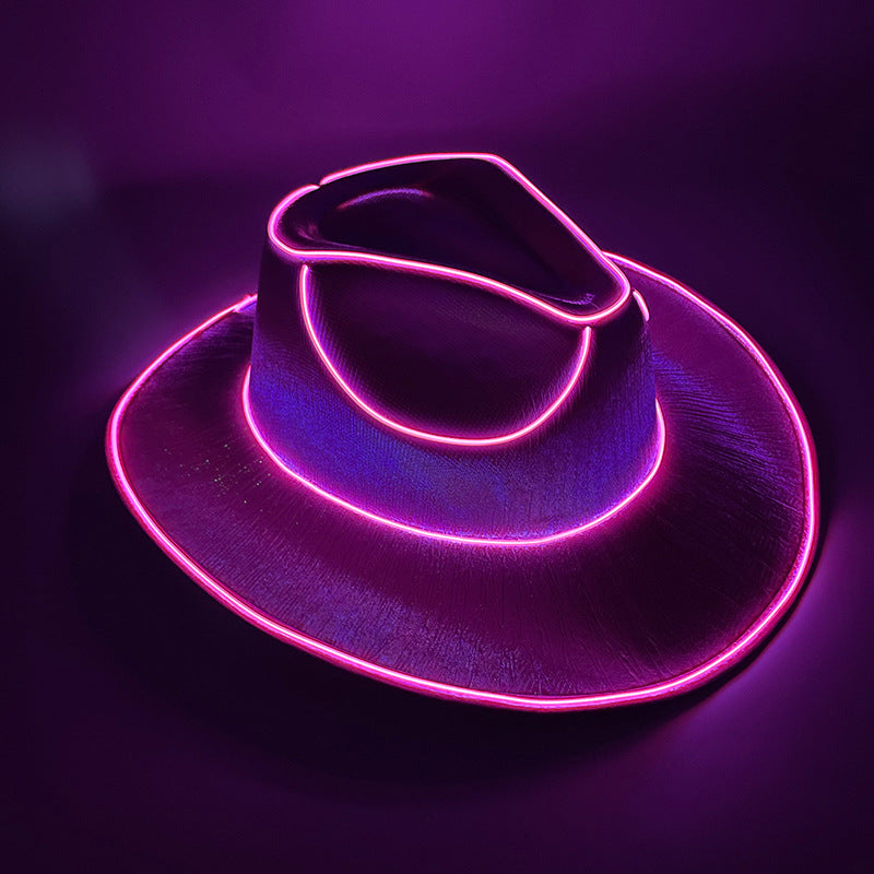 Halloween Carnival Party LED Wireless Fluorescent Colourful Cowboy Flashing Hat