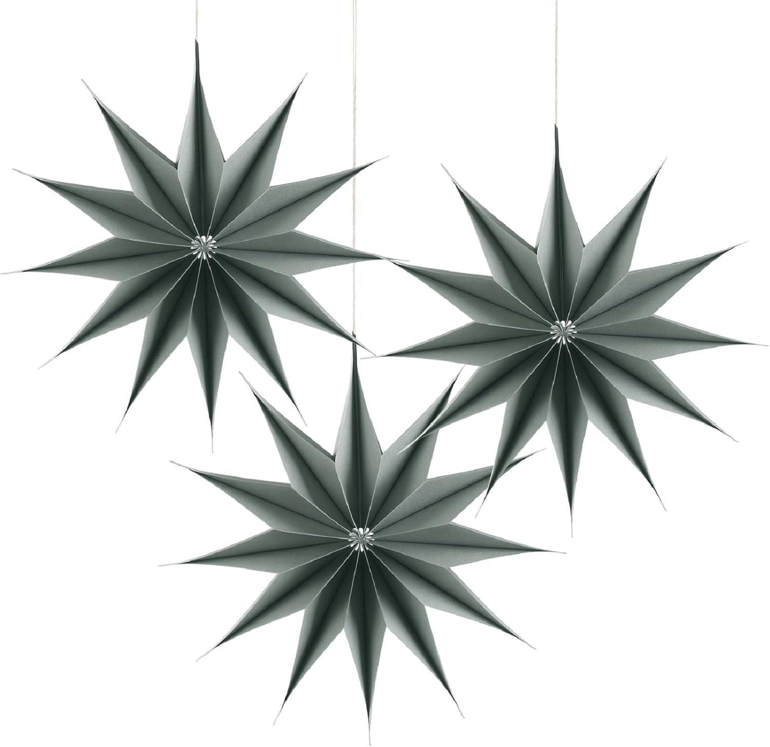 Paper Christmas Stars Hanging Lanterns Home Decoration - 3PCS 30CM 9-Pointed 