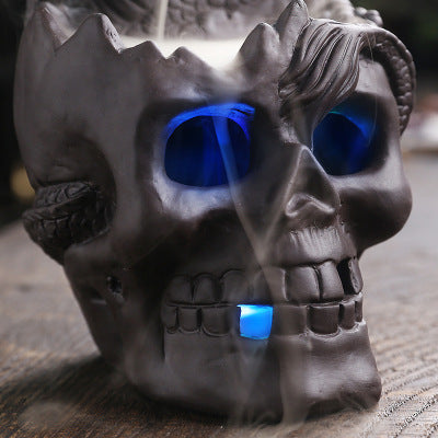 Halloween Skull Head Backflow Incense Burner Diffuser Home Decoration