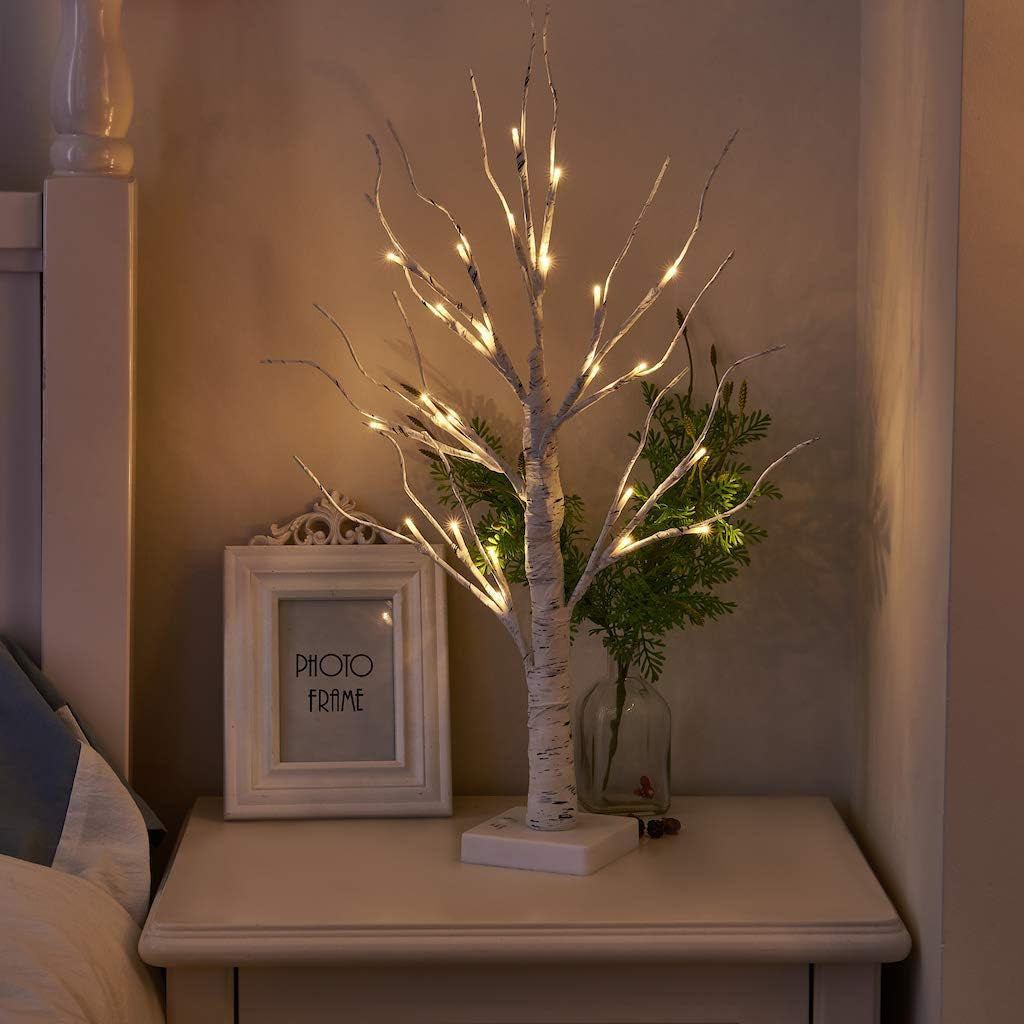 Eambrite Small Birch Twig Tree Lights Photo Display Tree With 24 Warm - 60cm/2ft