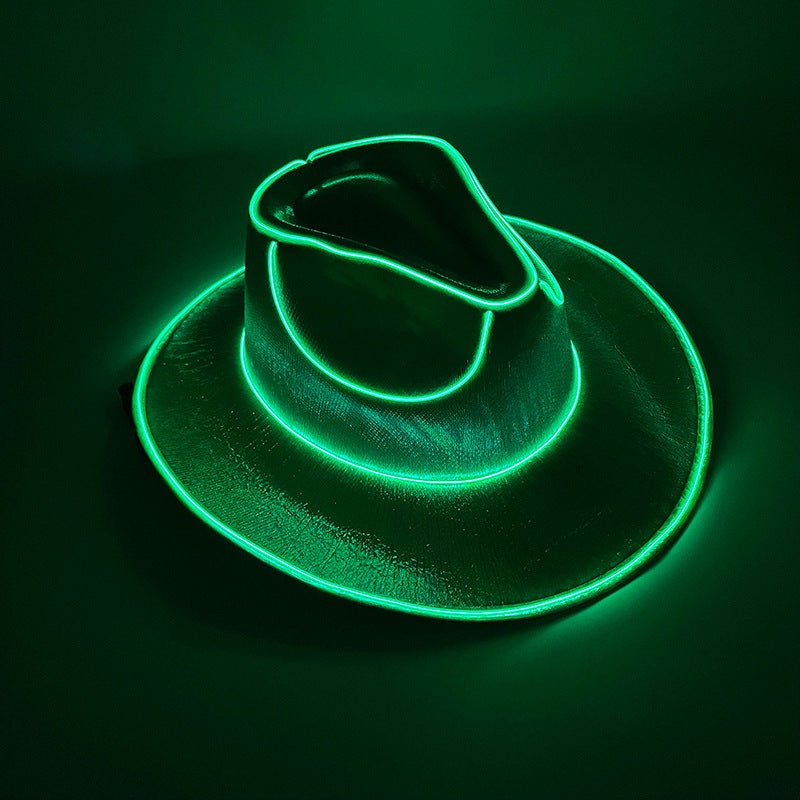 Halloween Carnival Party LED Wireless Fluorescent Colourful Cowboy Flashing Hat