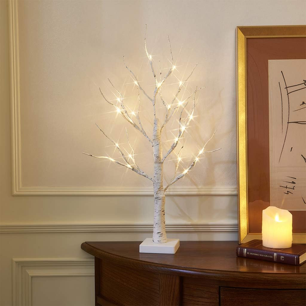 Eambrite Small Birch Twig Tree Lights Photo Display Tree With 24 Warm - 60cm/2ft