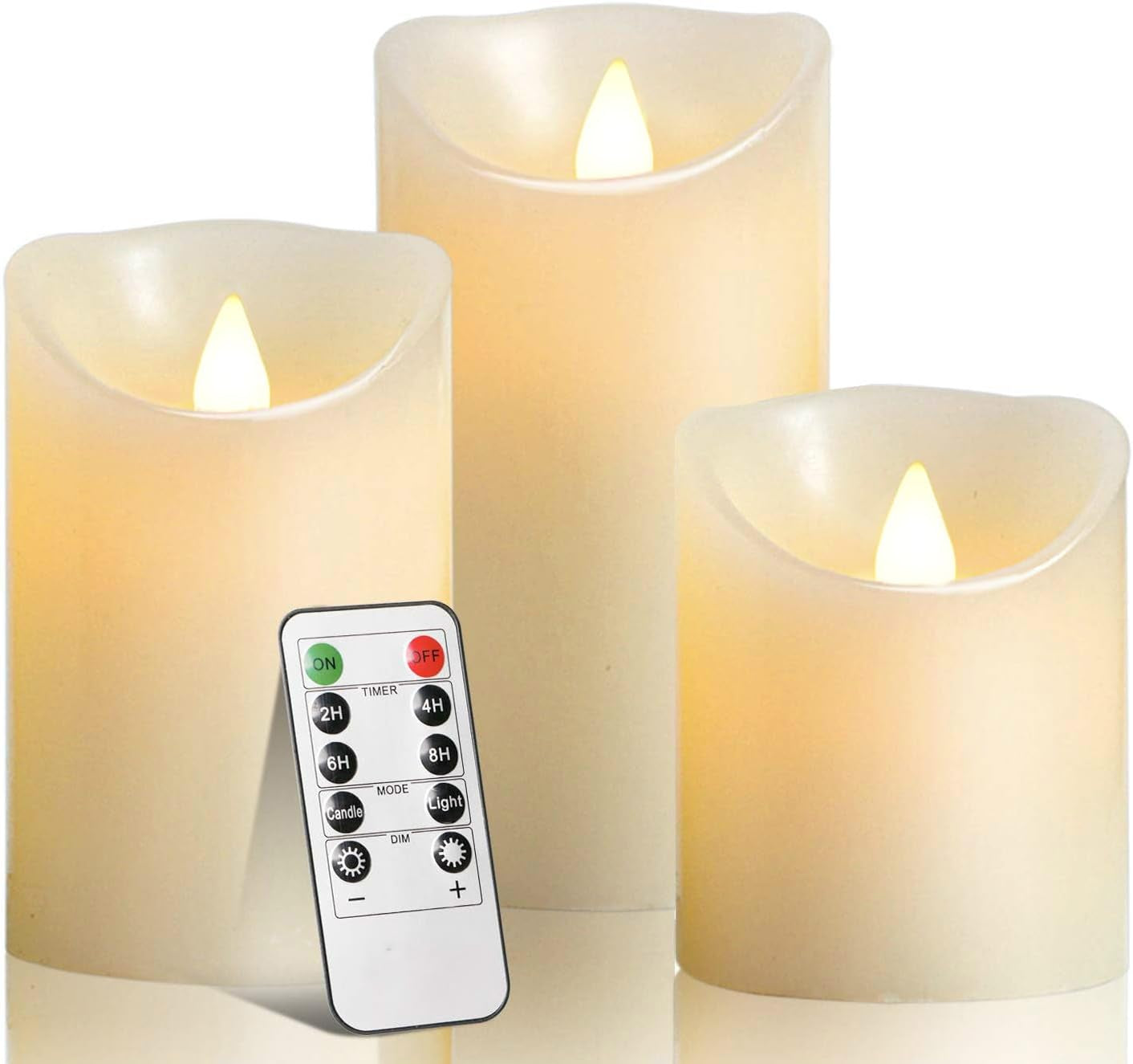 Biyanuo LED Flameless Candles 4" 5" 6" Real Wax Battery Candle Pillars