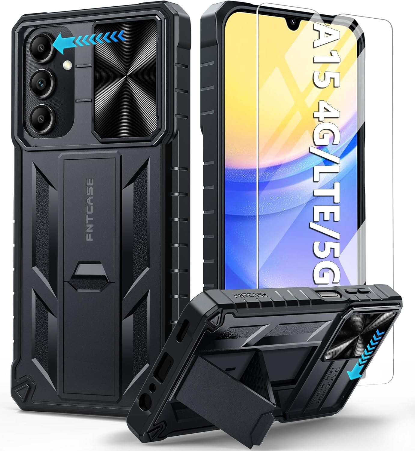 Samsung A15 Phone Case: Heavy Duty Shockproof Protective Case with Kickstand