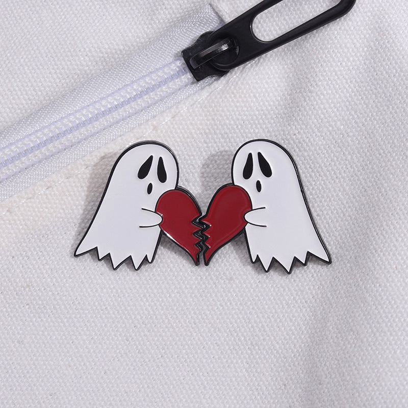 Creative Halloween Couple Breastpin Metal Emblem Ghost Love New Neckpin