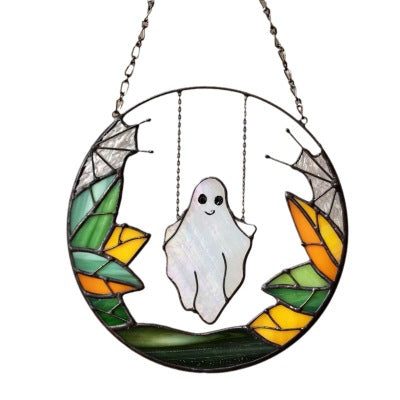 Colourful Metal Ghost Halloween Pendant