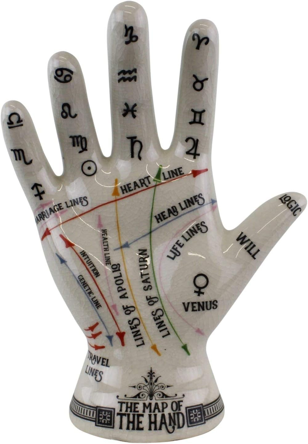 Temerity Jones Porcelain Crackle Phrenology Palmistry Hand Map of the Hand