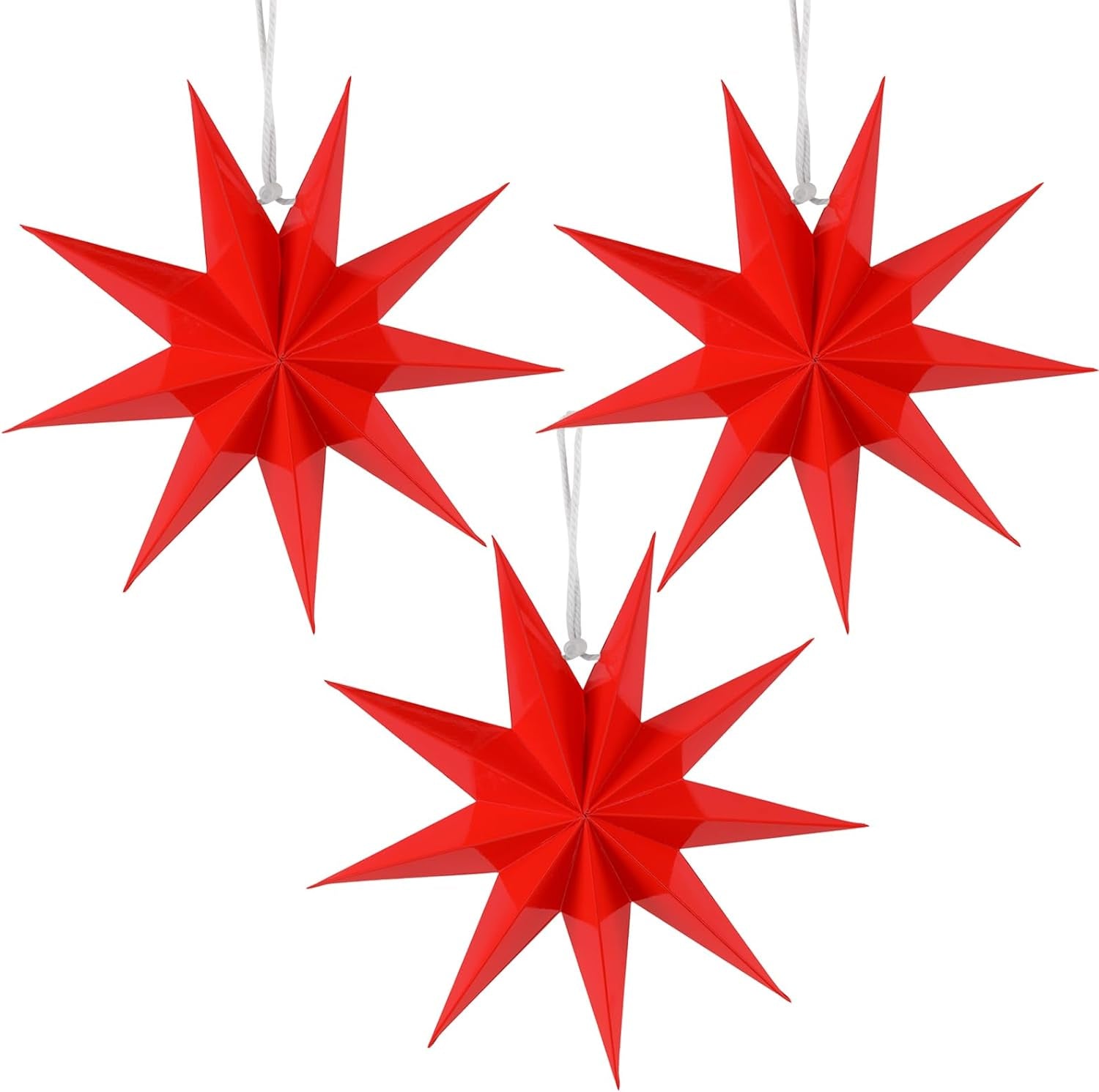 Paper Christmas Stars Hanging Lanterns Home Decoration - 3PCS 30CM 9-Pointed 