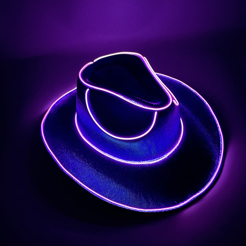 Halloween Carnival Party LED Wireless Fluorescent Colourful Cowboy Flashing Hat