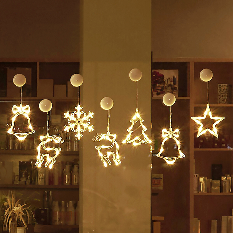 Star String Lights LED Christmas Curtain Lights Indoor Bedroom Home Party Decoration Snowman Christmas Tree Holiday Lights