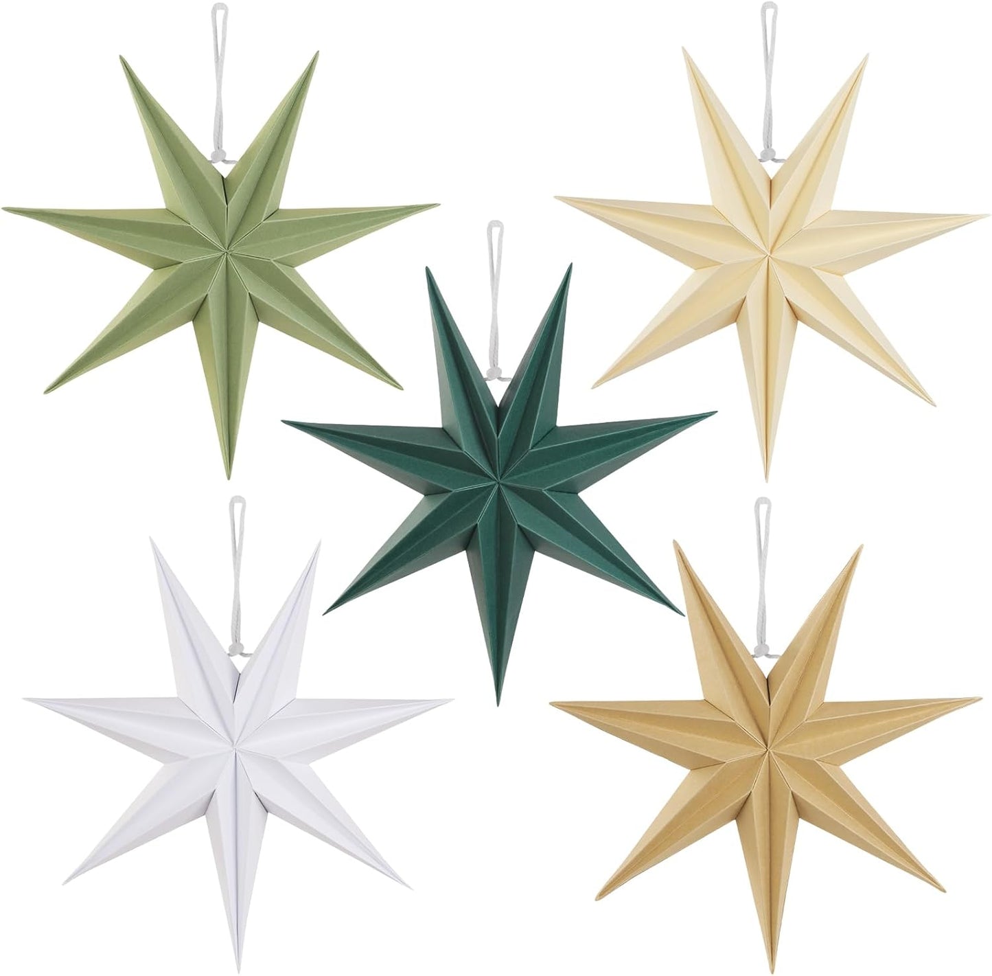 Paper Christmas Stars Hanging Lanterns Home Decoration - 3PCS 30CM 9-Pointed 