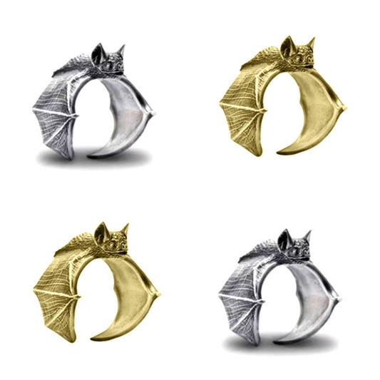 Halloween Rings Men's And Women's Fashion Personality Vintage Bat Ring Cute Jewelry