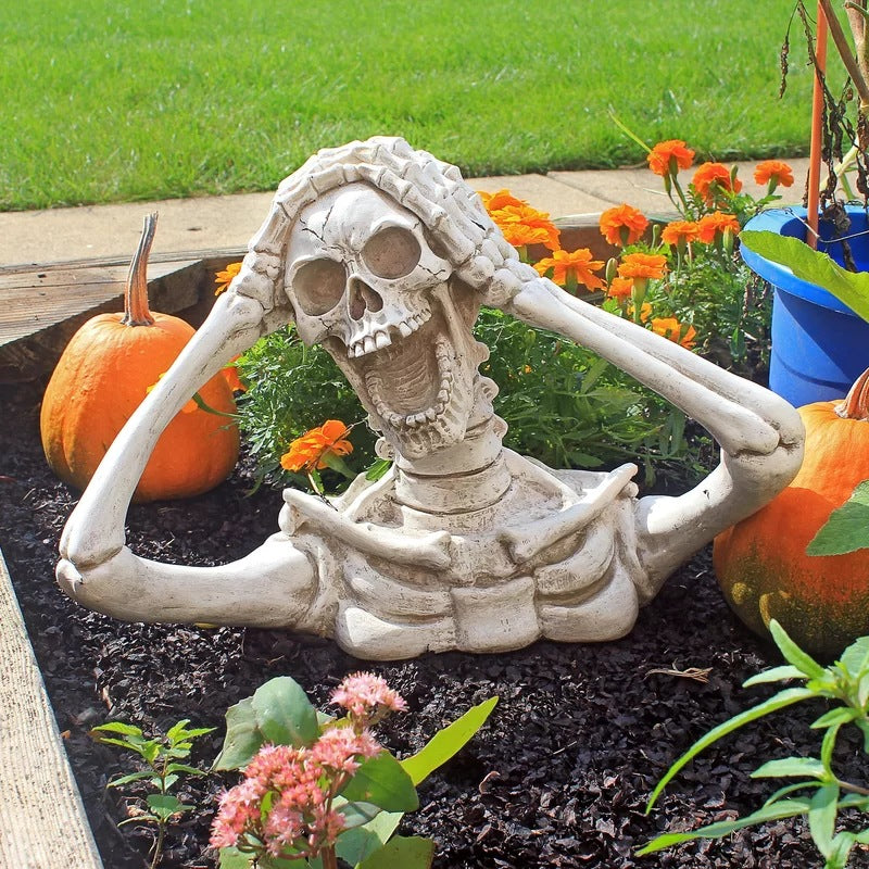 Screaming Skull Statue Garden Halloween Decoration