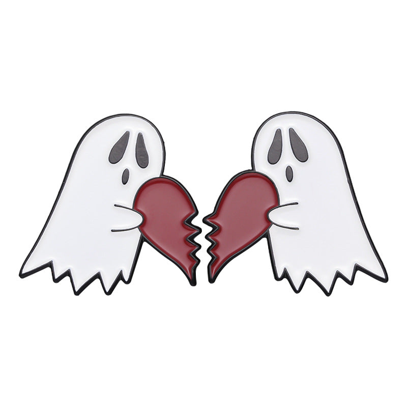 Creative Halloween Couple Breastpin Metal Emblem Ghost Love New Neckpin