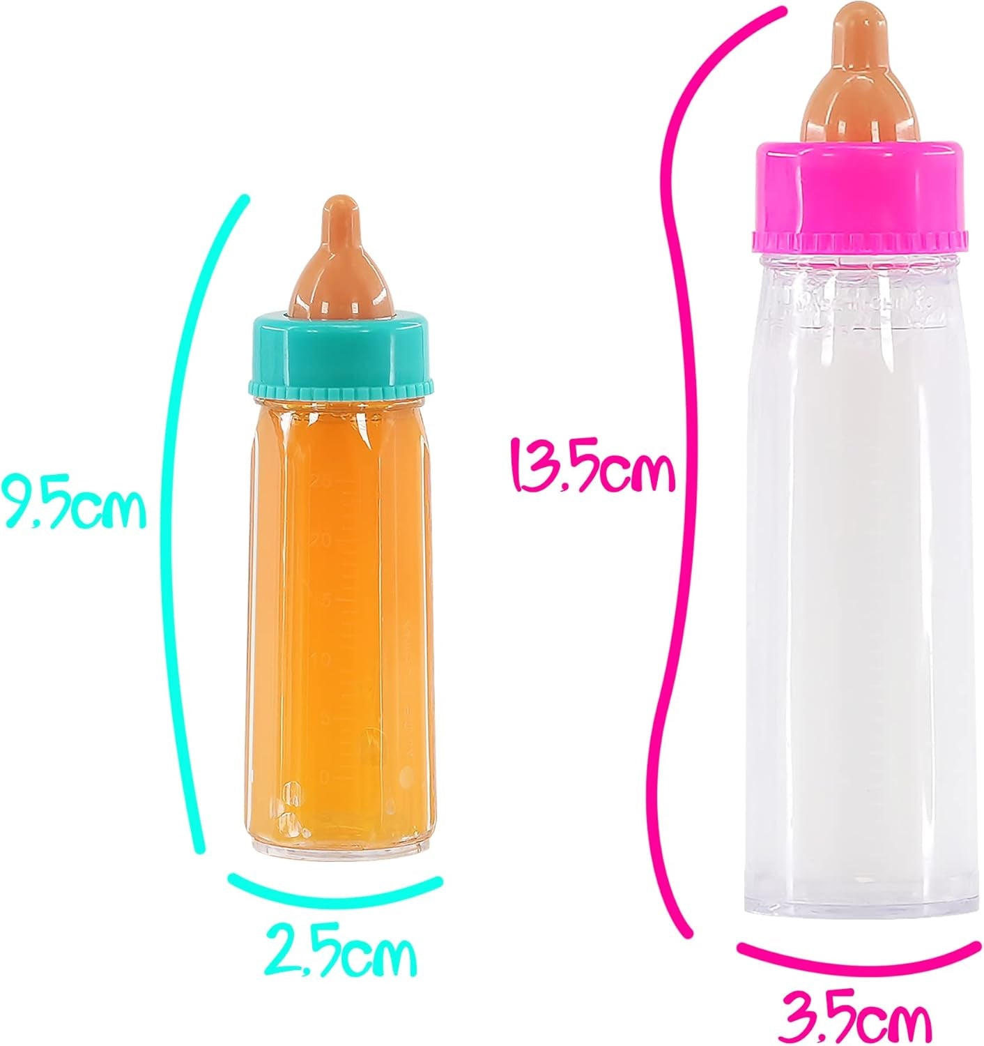 Bibi Baby Doll Milk Bottle New Born Doll Feeding Set Girls Toy Set of 2 