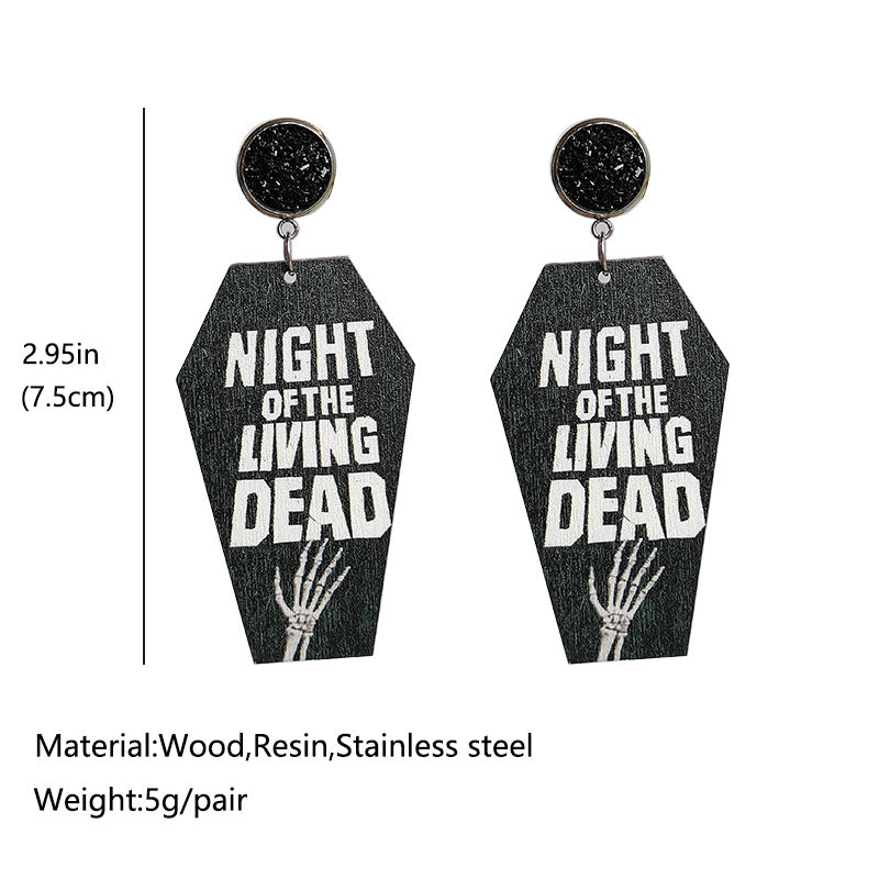 Halloween Horror Eardrop Grave Undead Bat Cross Coffin Earrings