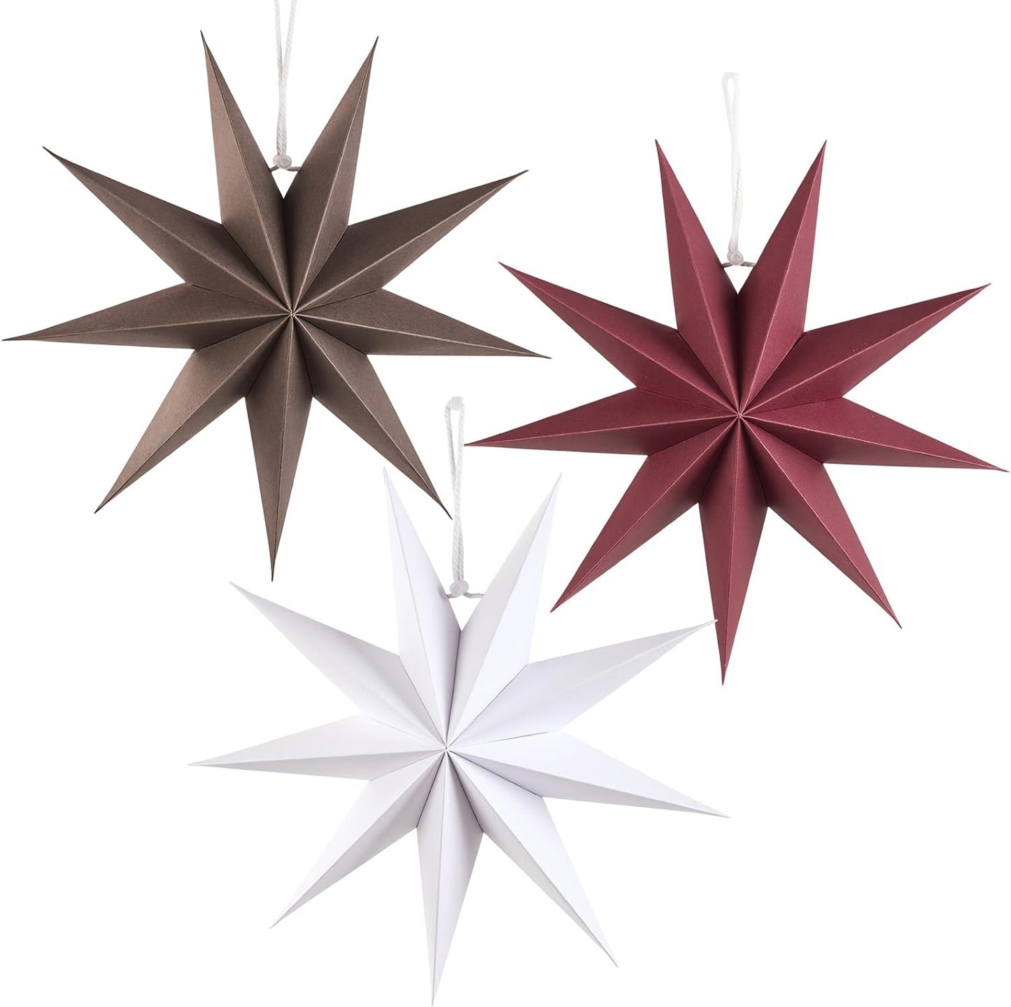 Paper Christmas Stars Hanging Lanterns Home Decoration - 3PCS 30CM 9-Pointed 