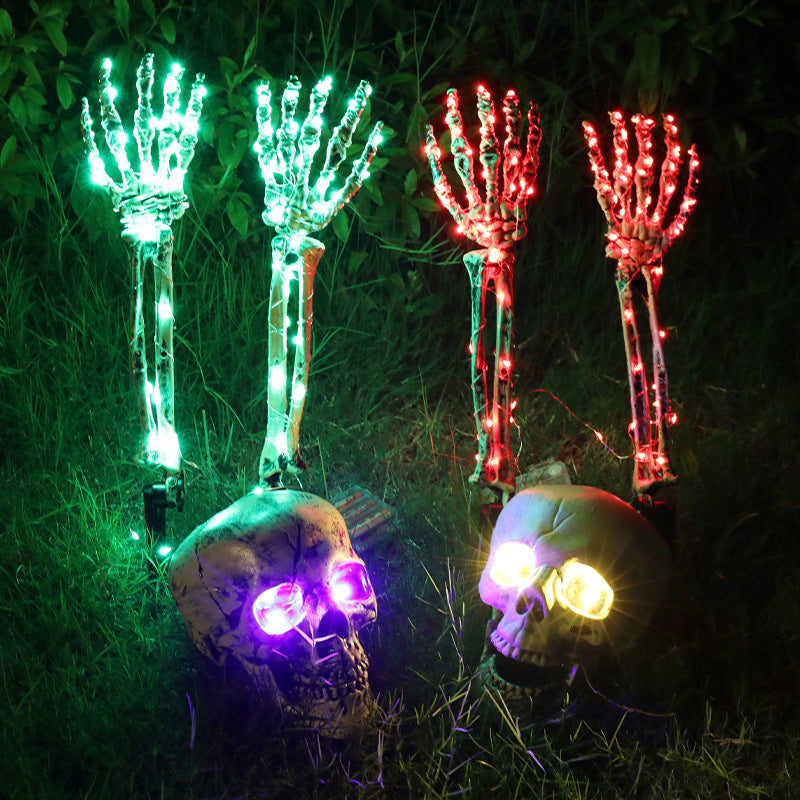 LED Light-emitting Skeleton Skull and Hand Halloween Garden Decoration