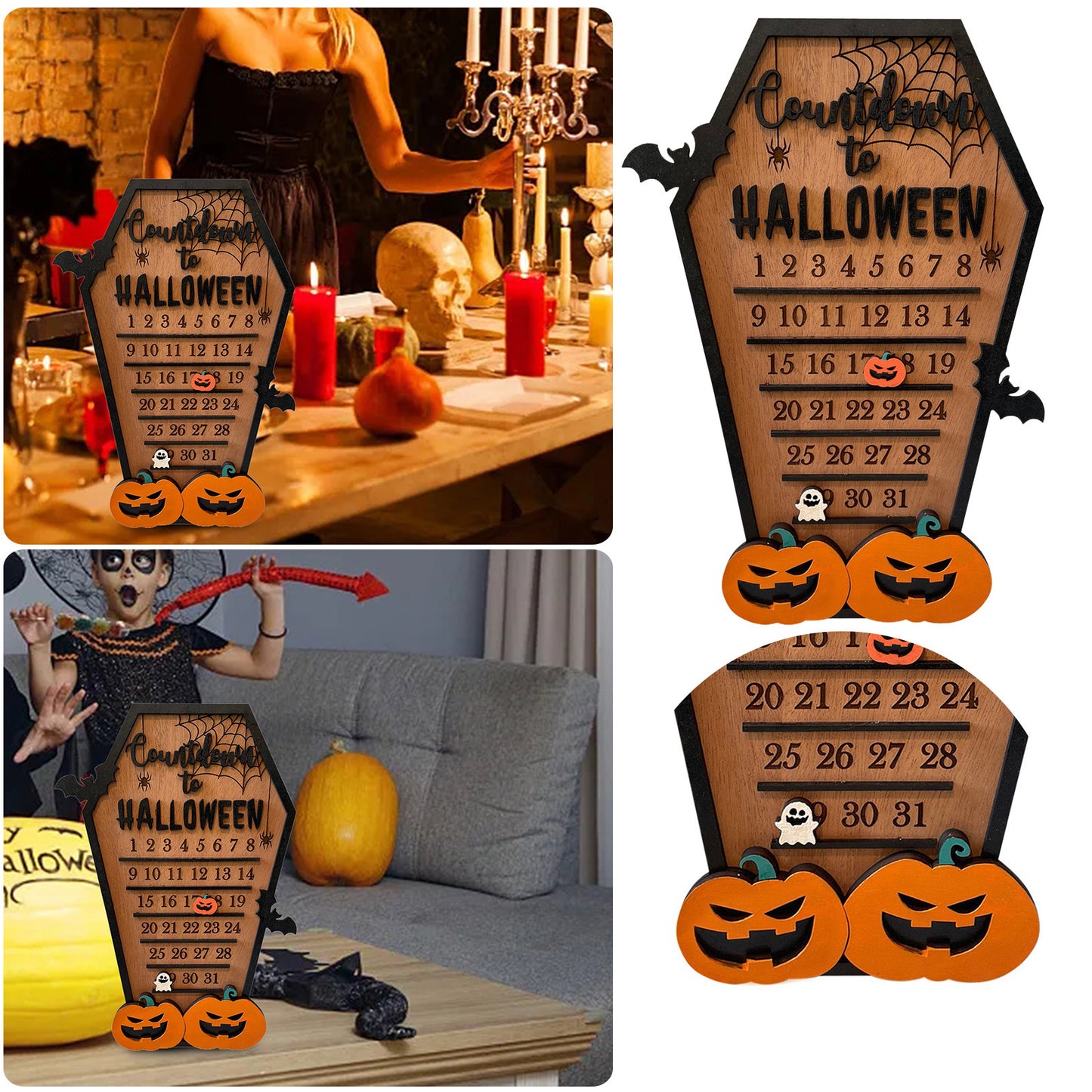 Wooden Calendar Halloween Decoration