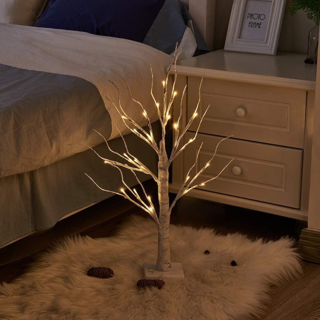 Eambrite Small Birch Twig Tree Lights Photo Display Tree With 24 Warm - 60cm/2ft