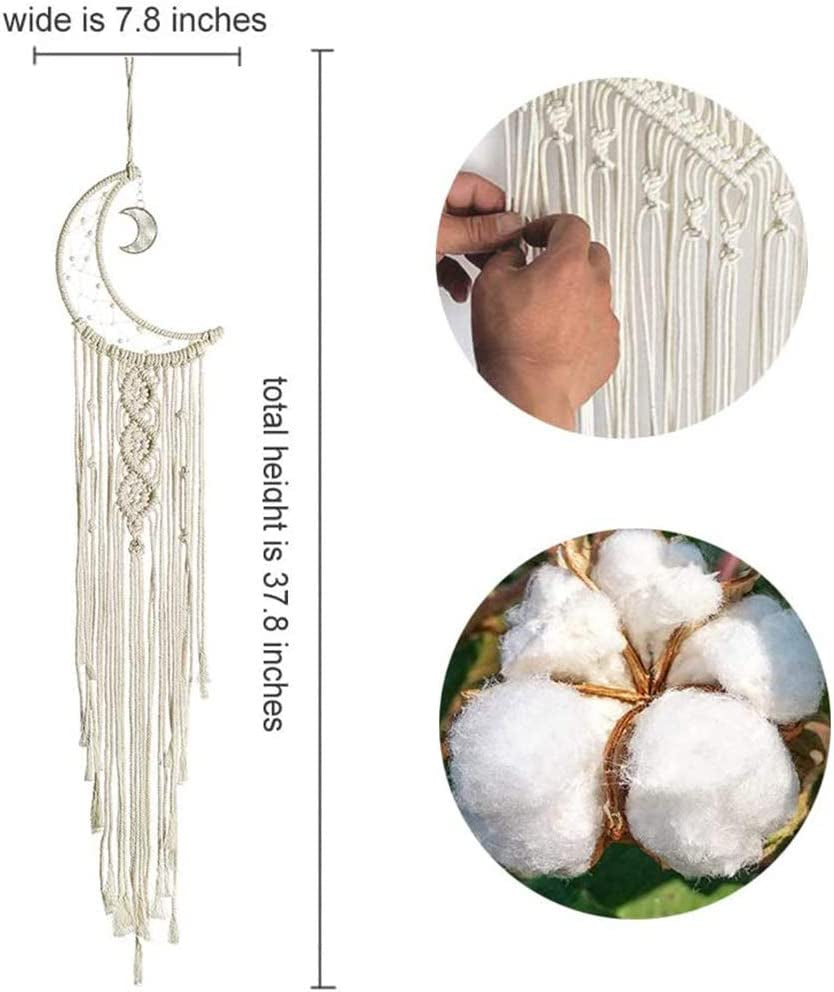 Macrame Wall Hanging LED Light Moon Dream Catcher Woven Home Decor Ornament