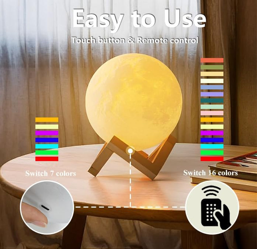 Aced Moon Lamp 16 Colours 3D Printing Moon Night Light Remote & Touch Control