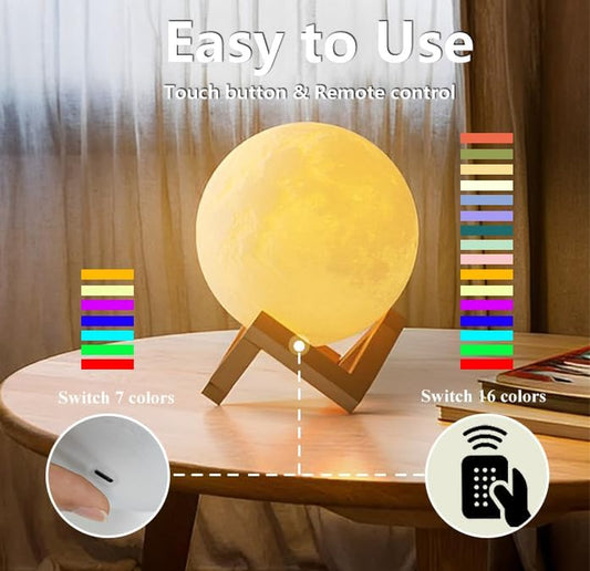 Aced Moon Lamp 16 Colours 3D Printing Moon Night Light Remote & Touch Control