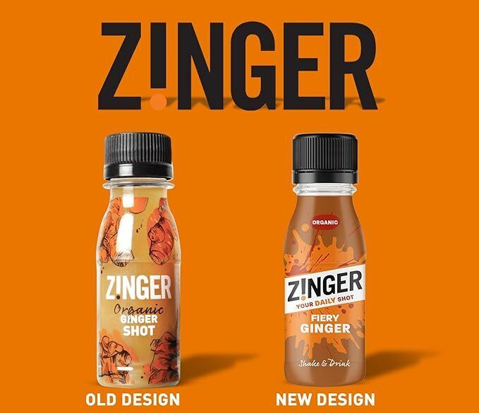 Zinger Ginger Shot (Pack of 15 X 70Ml). Organic Plant Based Shot with 18.4G