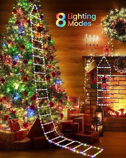 Nexvin 9.9Ft Ladder with Santa Claus LED Christmas Lights