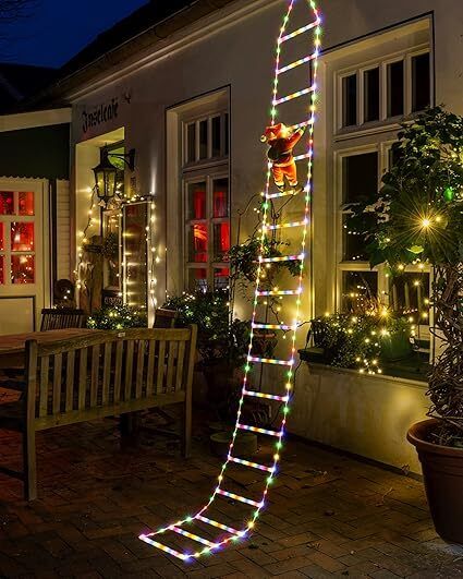 Nexvin 9.9Ft Ladder with Santa Claus LED Christmas Lights