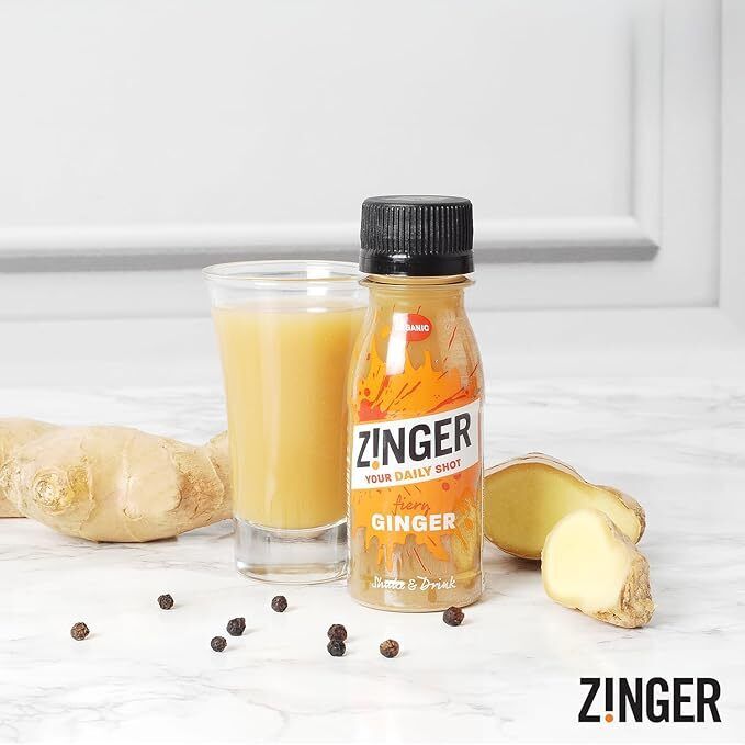 Zinger Ginger Shot (Pack of 15 X 70Ml). Organic Plant Based Shot with 18.4G